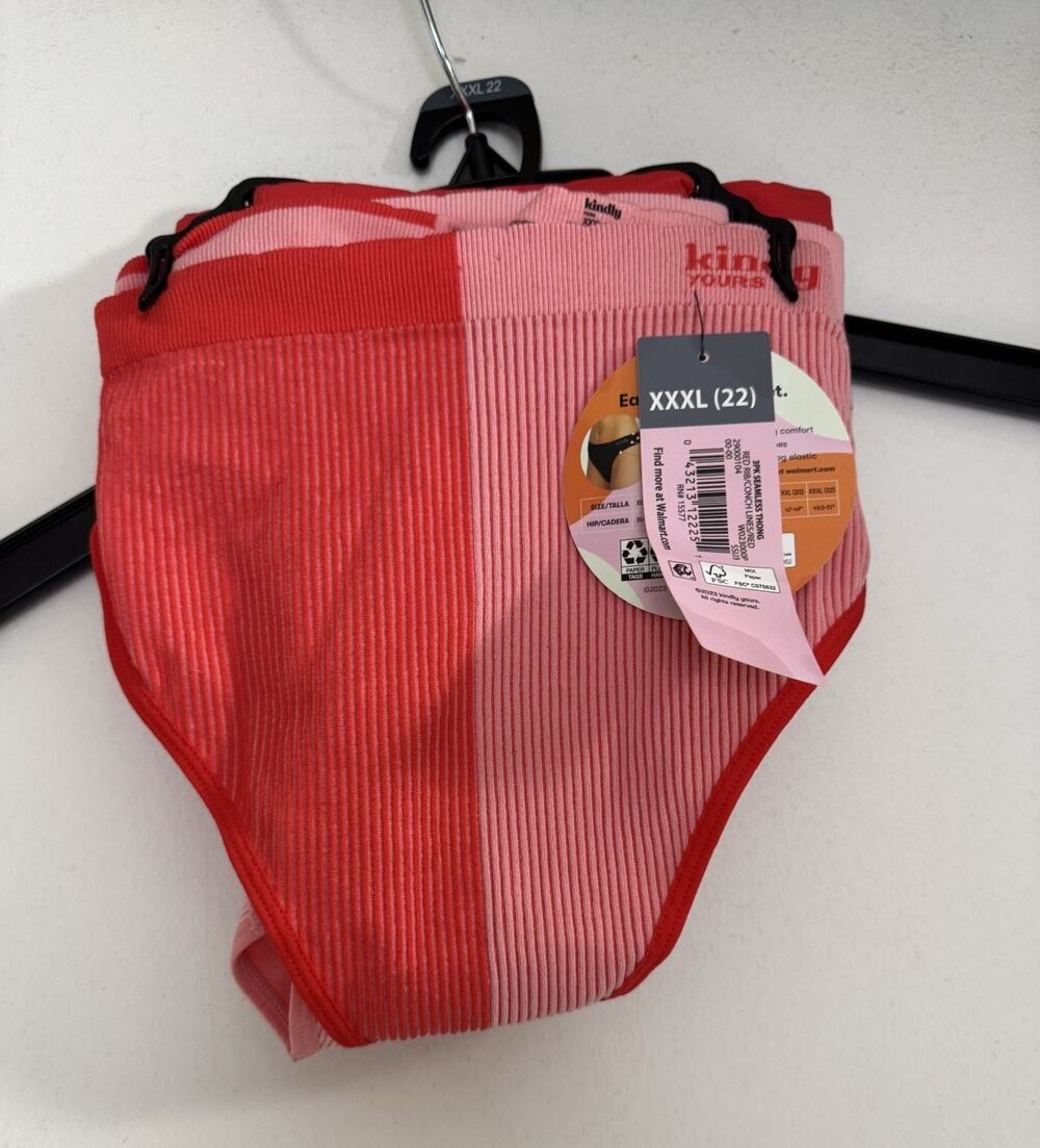 Kindly Yours Sustainable Seamless Thong Panties Size XXXL 22 Pink Soft